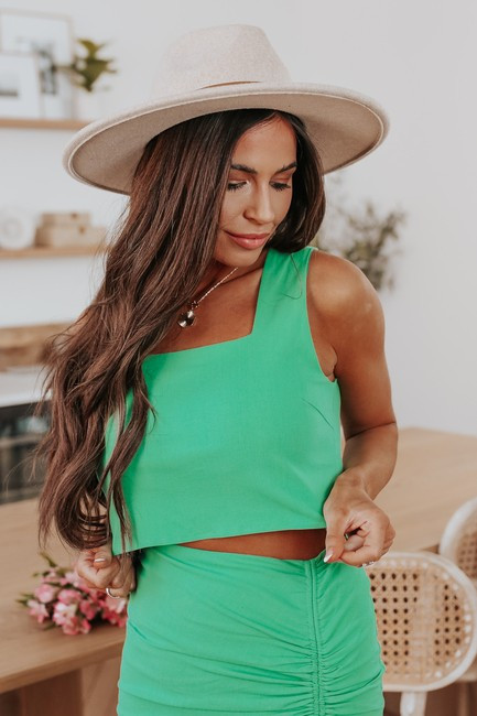 Square Neck Green Cropped Tank | Magnolia Boutique