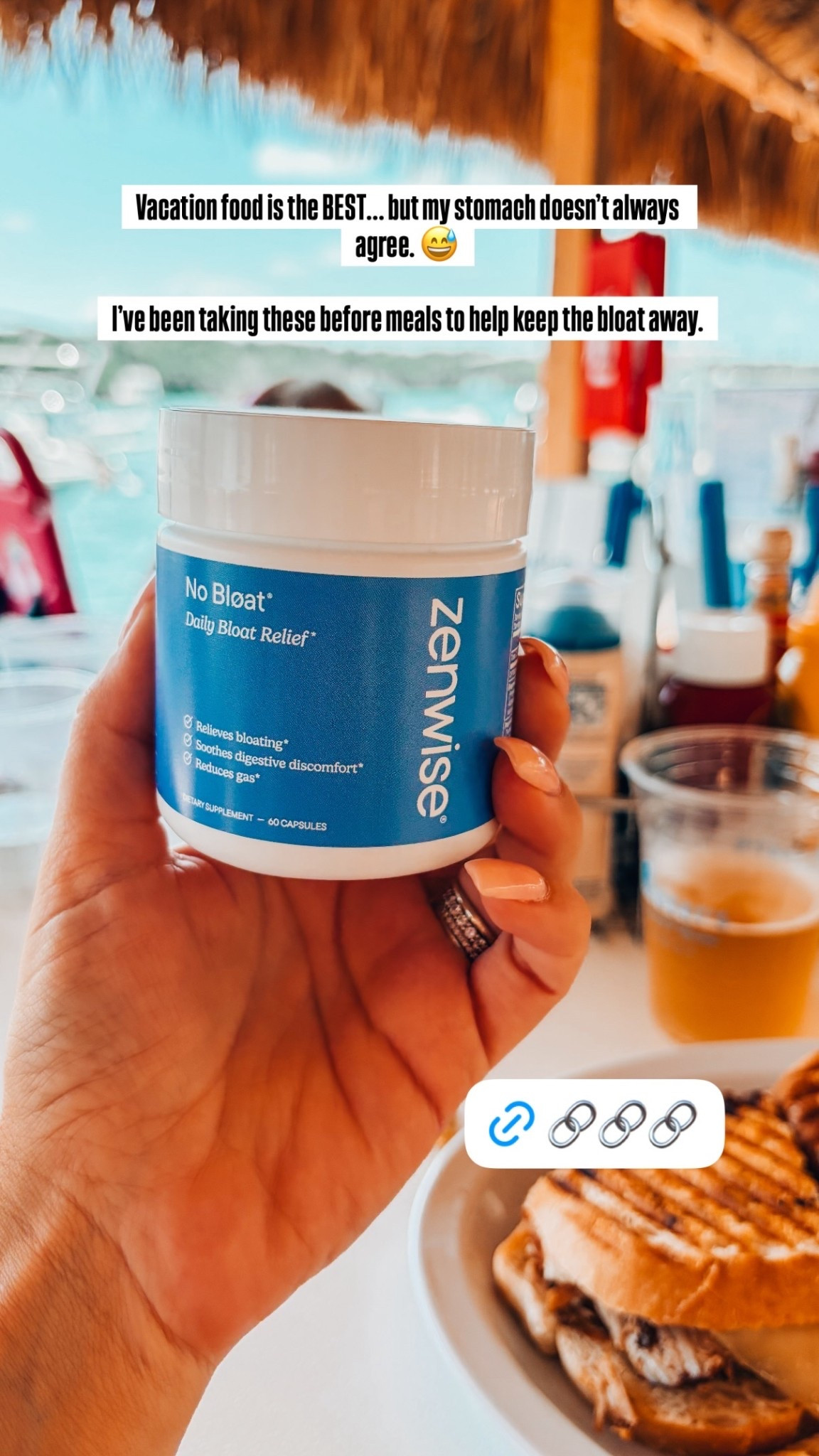 Vacation food is the BEST… but my stomach doesn’t always agree. 😅

I’ve been taking these before meals to help keep the bloat away.