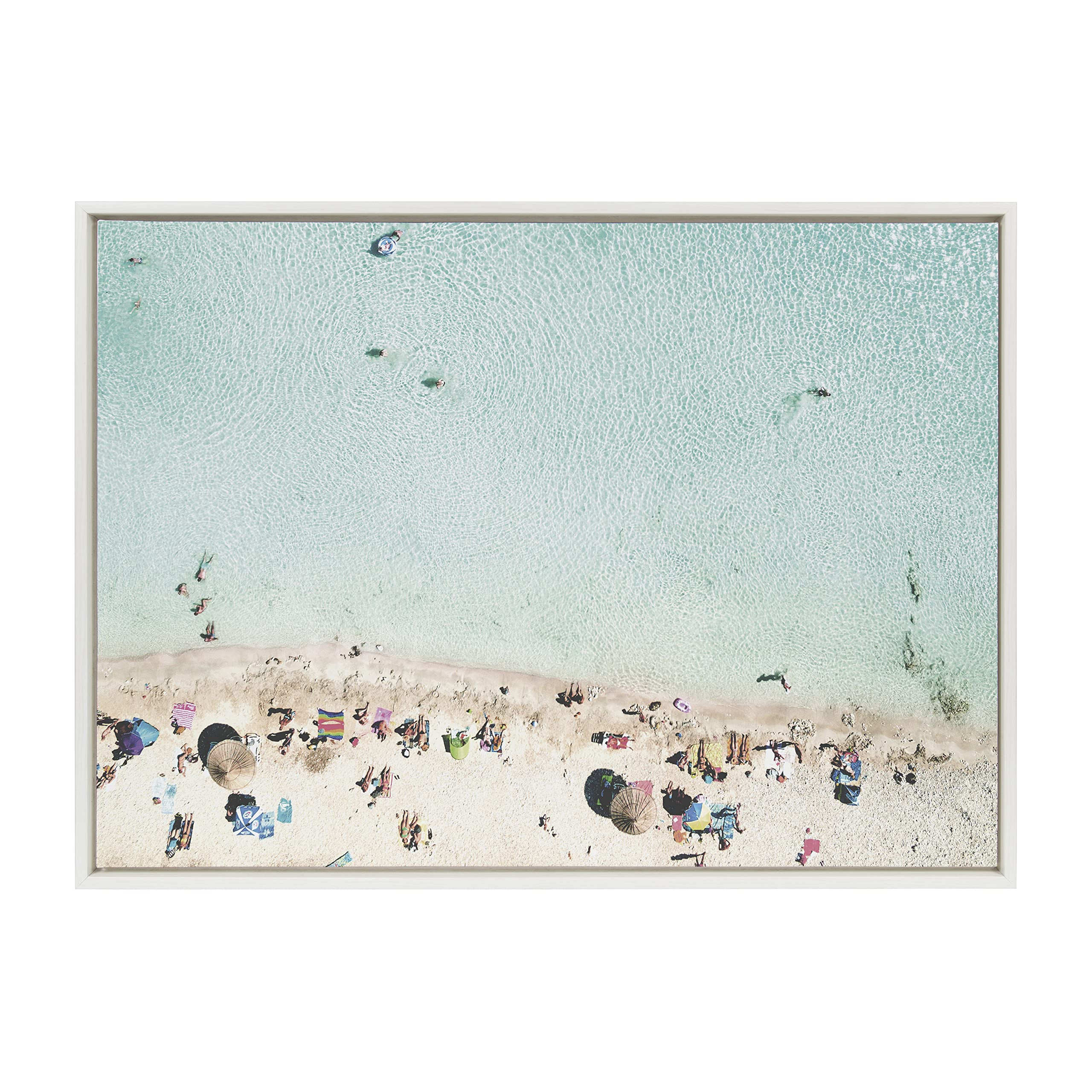 Kate and Laurel Sylvie Turquoise Beach from Above 2 Framed Canvas Wall Art by Amy Peterson Art St... | Amazon (US)