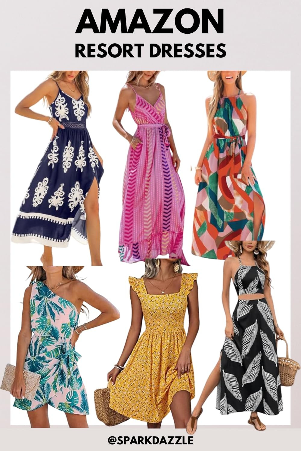 Loemes Summer Casual Cute Floral Flowy Square Neck Sundressses with Pocket Beach Dress for Women | Amazon (US)