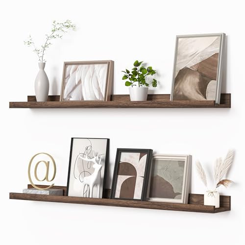 Heimlove Picture Ledge Shelf, Floating Shelves Set of 2, 36 Inches Picture Shelf for Wall with Ledge, Kids Bookshelf Wall Mounted for Living Room Bedroom Decor Books Photo Frames - Walnut | Amazon (US)