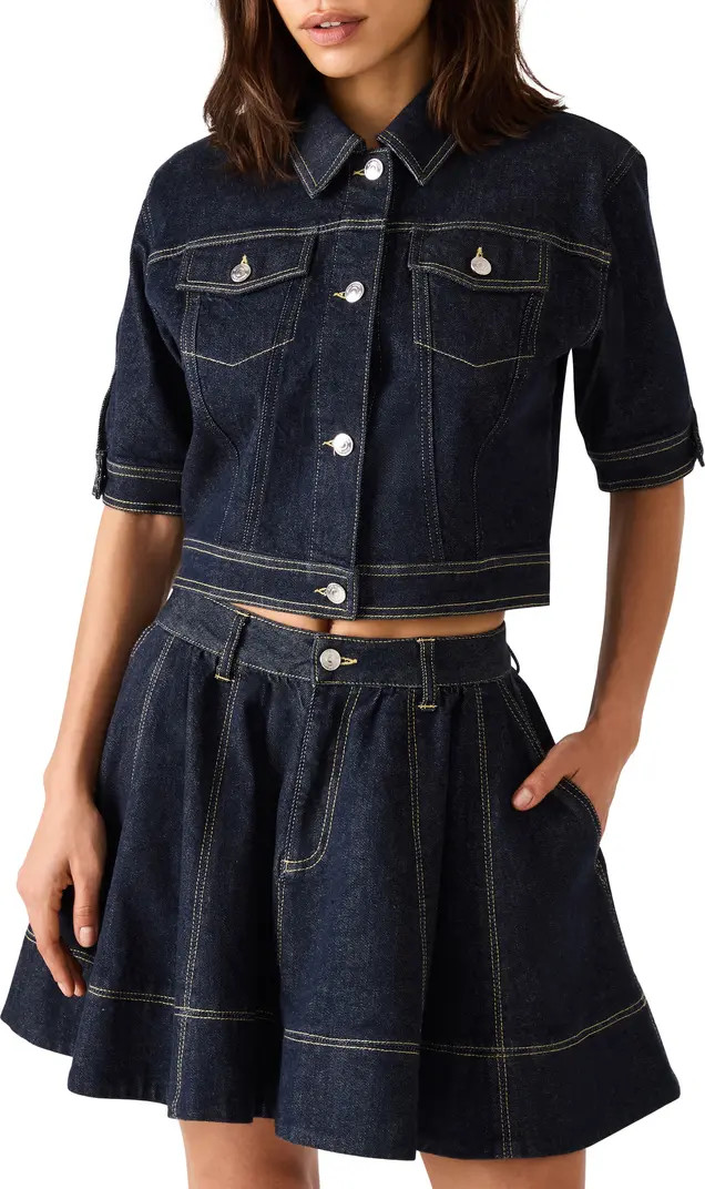 Steve Madden Blu Elbow Sleeve Denim Trucker Jacket | Nordstrom | Nordstrom
