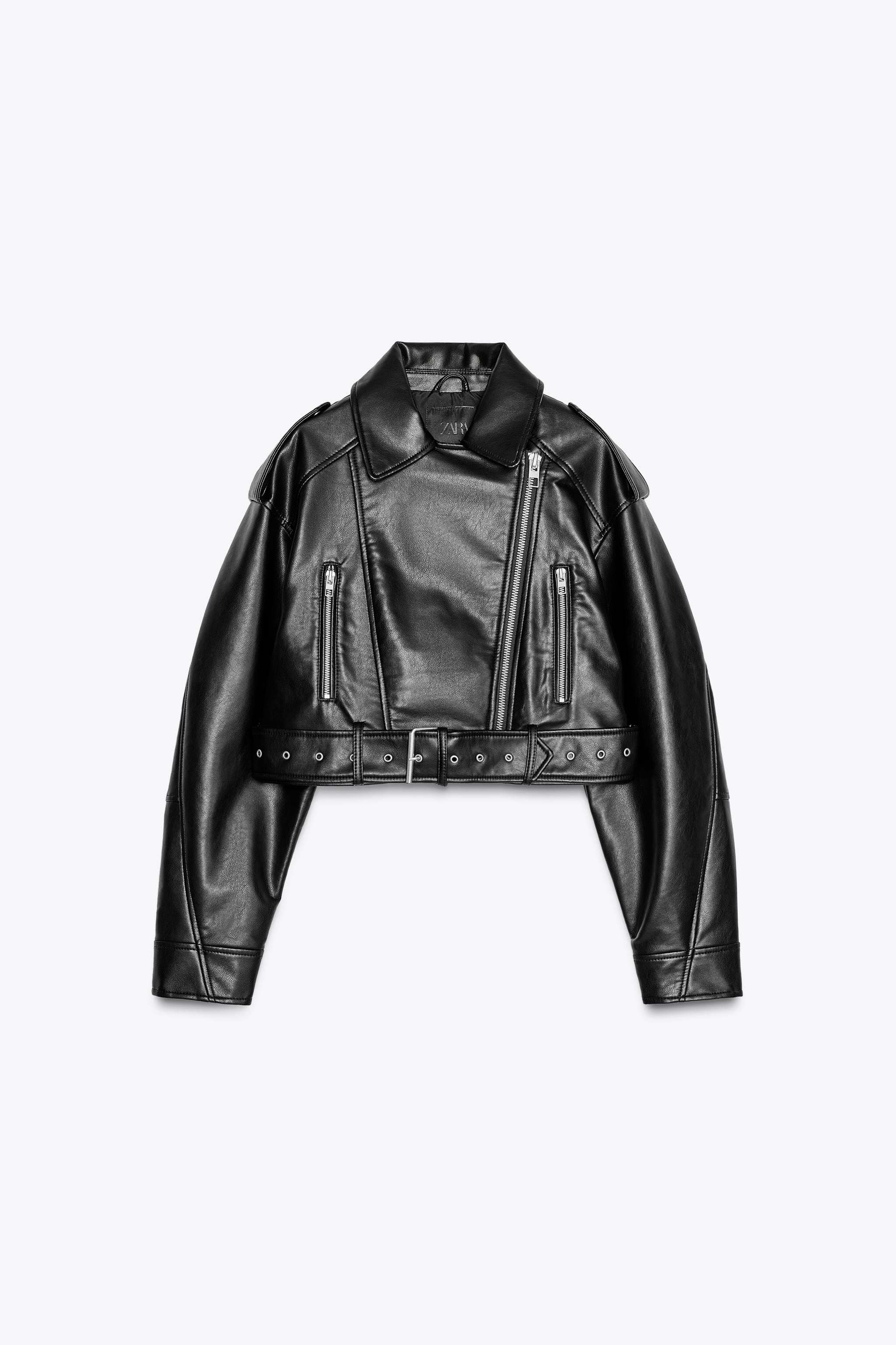 FAUX LEATHER CROP BIKER JACKET | Zara US