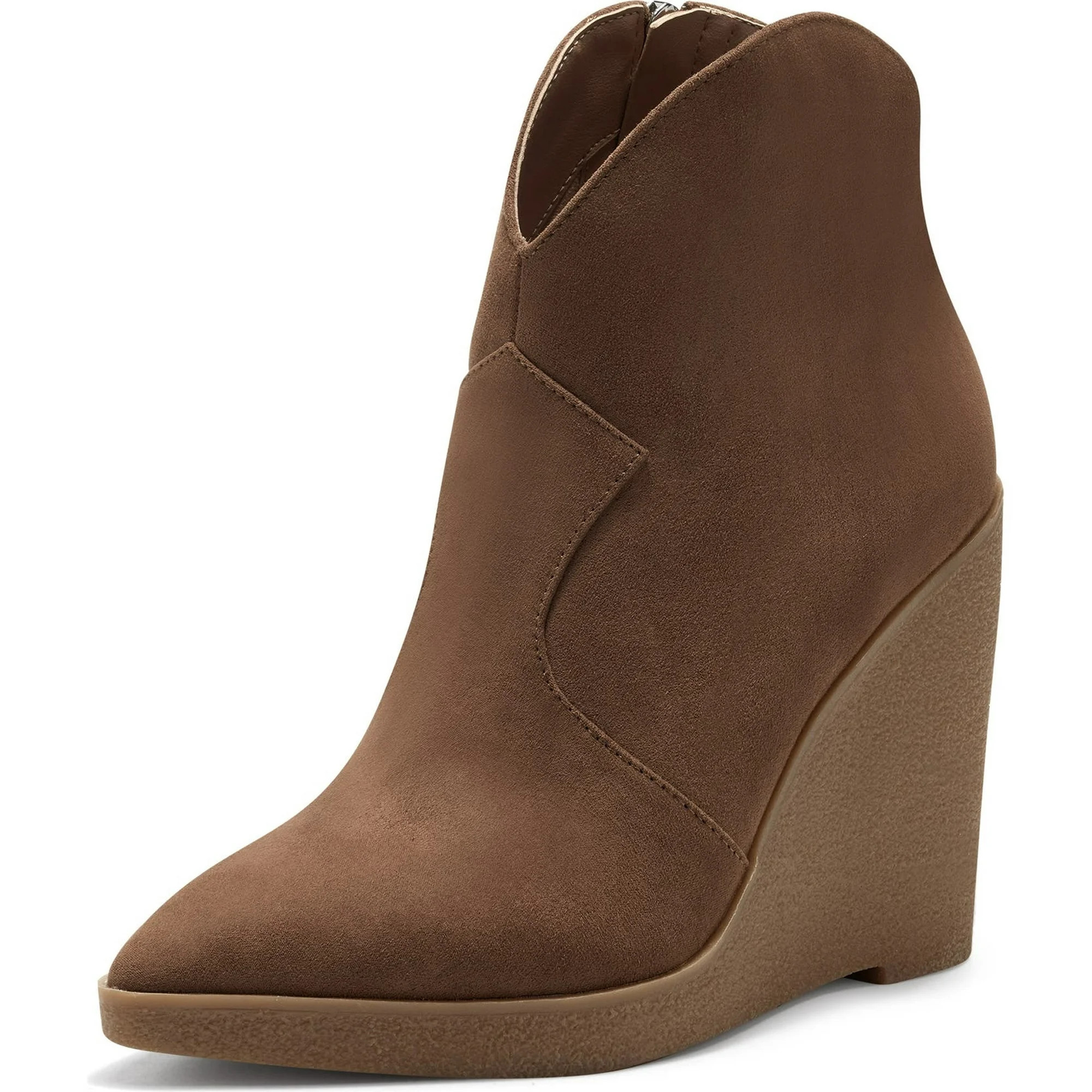Jessica Simpson Crais Tobacco Brown Pointed Toe Platform Heeled Wedge Booties (TOBACCO, 8.5) | Walmart (US)