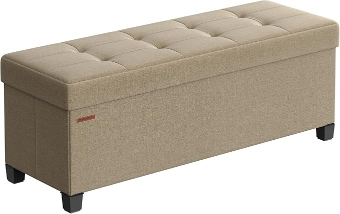 SONGMICS Storage Ottoman Bench, Foldable Foot Rest with Legs, 15 x 43 x 15.7 Inches, End of Bed B... | Amazon (US)