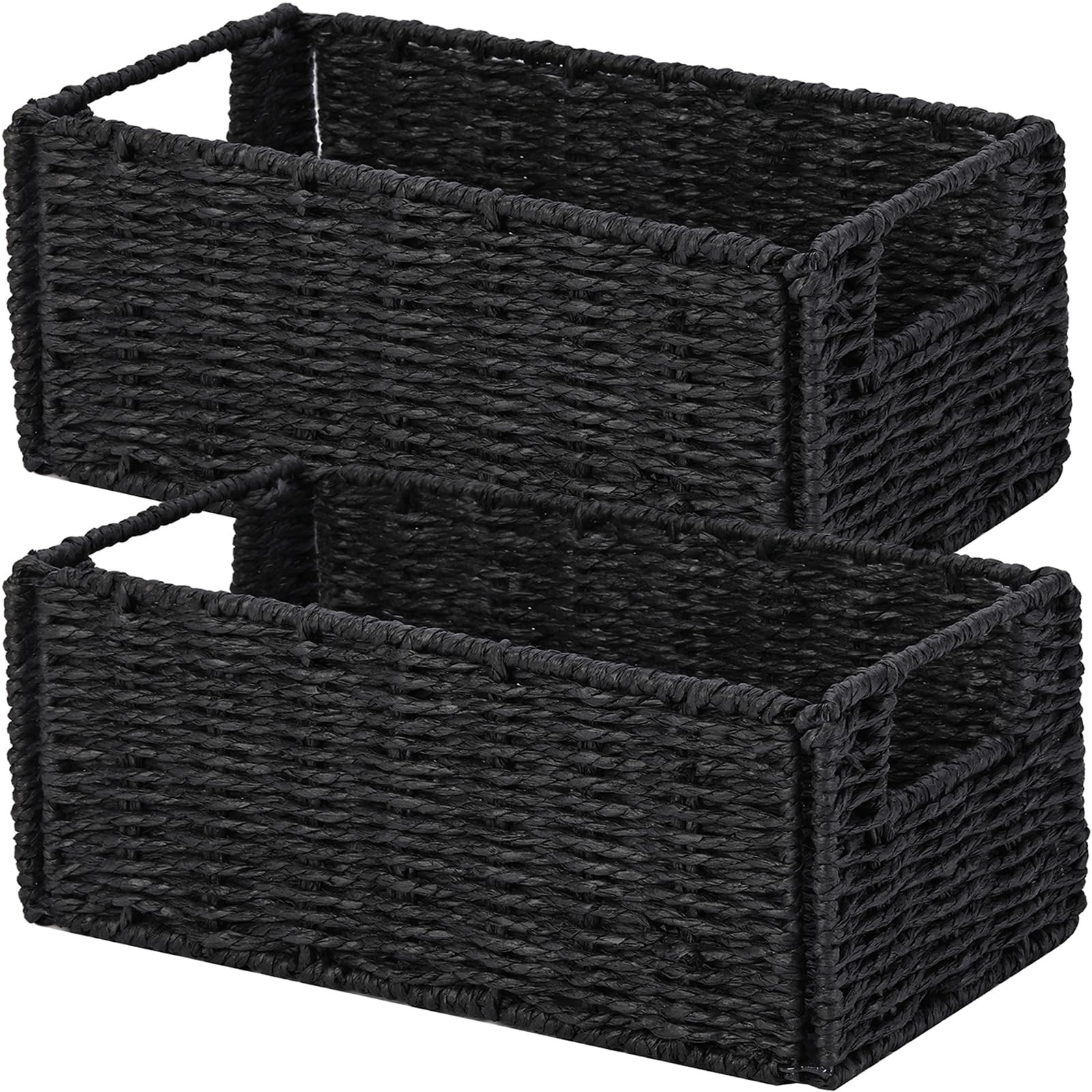 Vagusicc Wicker Storage Basket, Set of 2 Hand-Woven Paper Rope Wicker Basket, Small Storage Baske... | Amazon (US)