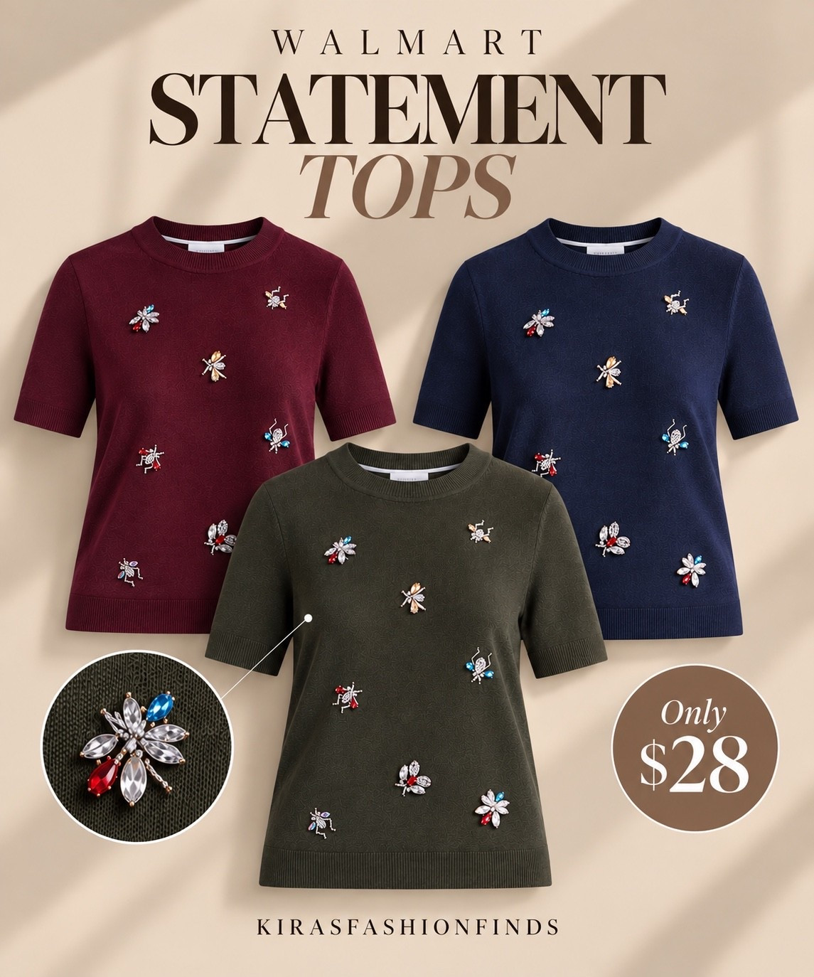 WALMART DID IT AGAIN ✨

These $28 statement tops look SO much more expensive than they are. The jeweled details instantly dress them up—perfect with trousers for work, denim for dinner or a skirt for the holidays.

Walmart fashion, Walmart finds, statement tops, embellished tops, jeweled sweater, affordable fall fashion, fall workwear, holiday outfit ideas, elevated basics, budget fashion finds, women’s fall tops, affordable style

📲 Download the FREE LTK app & follow me (@kirasfashionfinds) to shop everything linked.

#LTKFindsUnder50 #LTKStyle