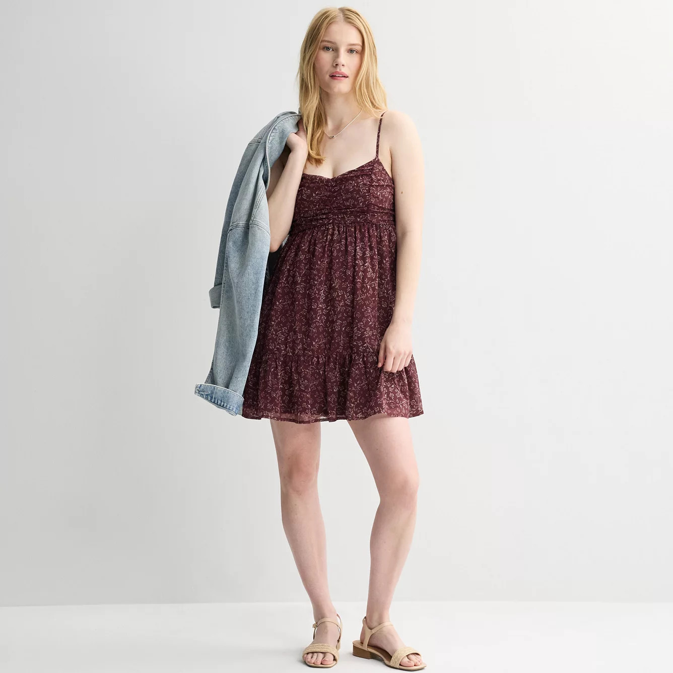Juniors' Live To Be Spoiled Ruched Bodice Strappy Skater Mini Dress | Kohl's