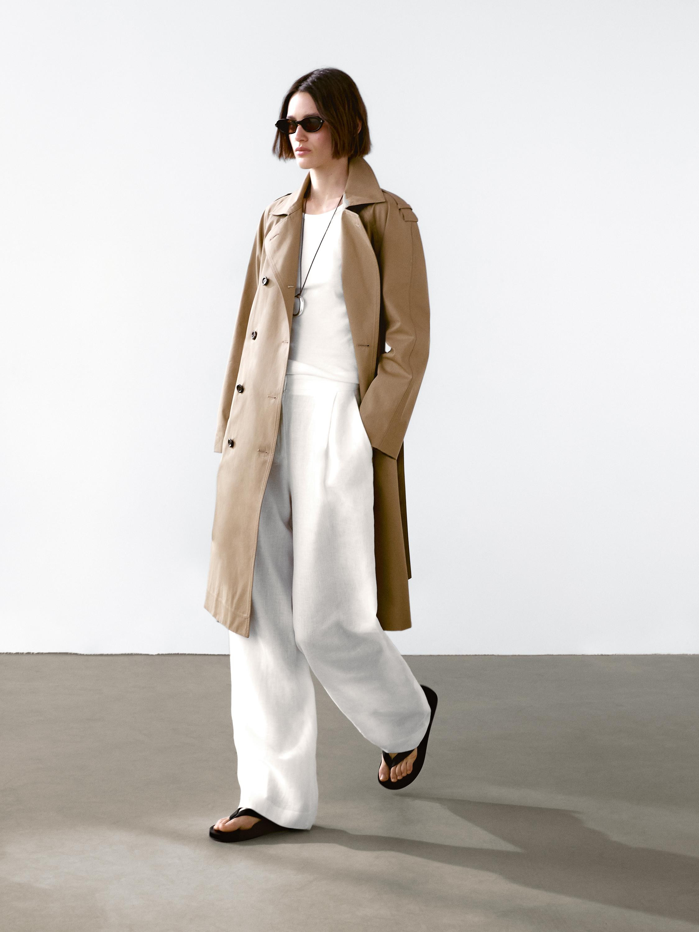 Wasserabweisender Trenchcoat aus reiner Baumwolle | Massimo Dutti DE