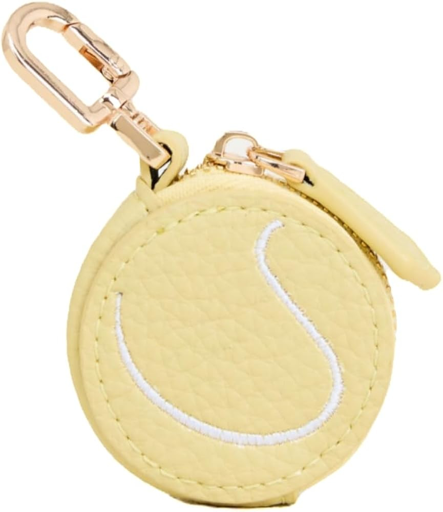 Tennis Ball Shaped Mini Coin Purse, Yellow pouch, fun Keychain Wallet with Embroidered Design, Fa... | Amazon (US)