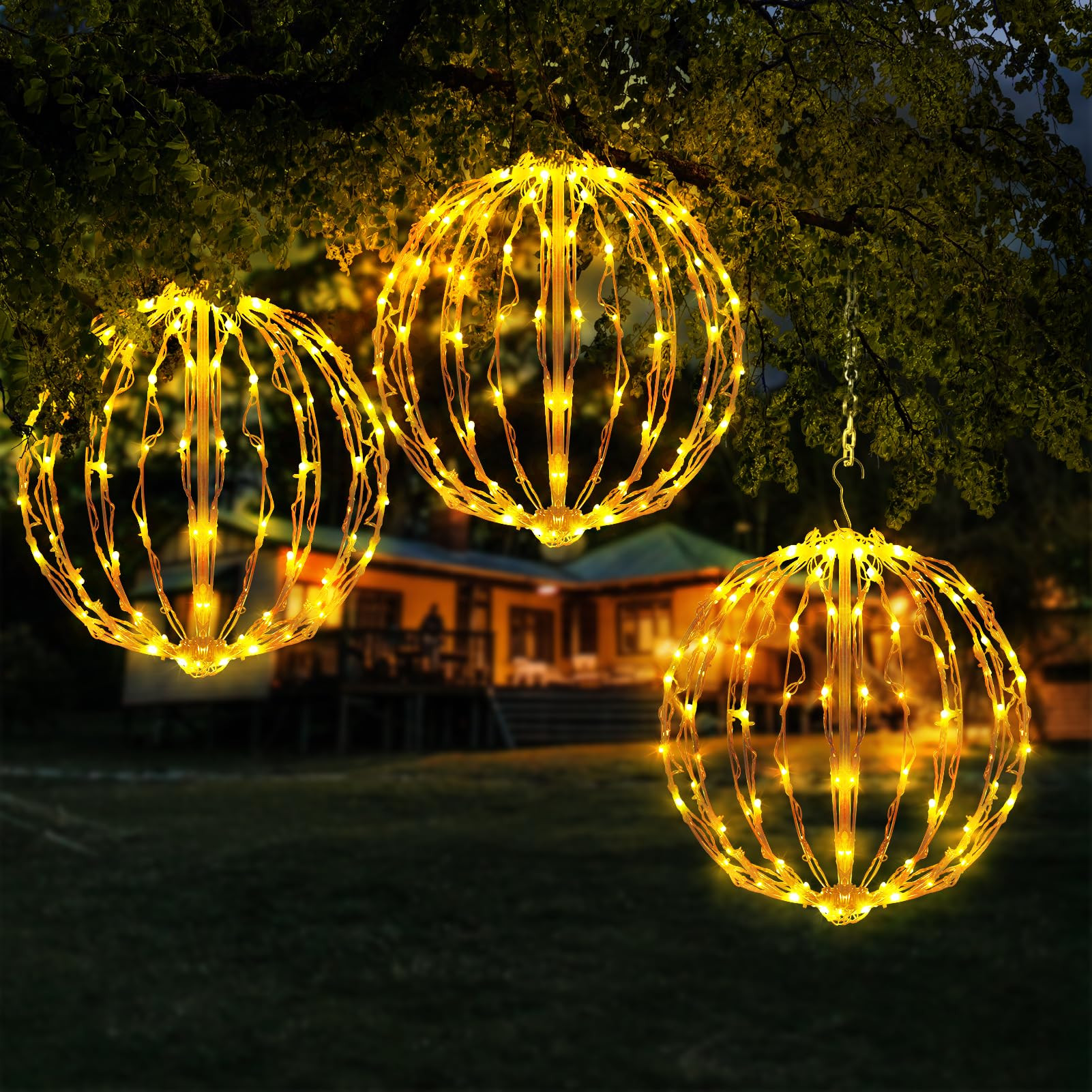 16" Christmas LED Light Globe (3 Pack) with Multiple Auto Timing and Glow Modes, Folding Light Ba... | Amazon (US)