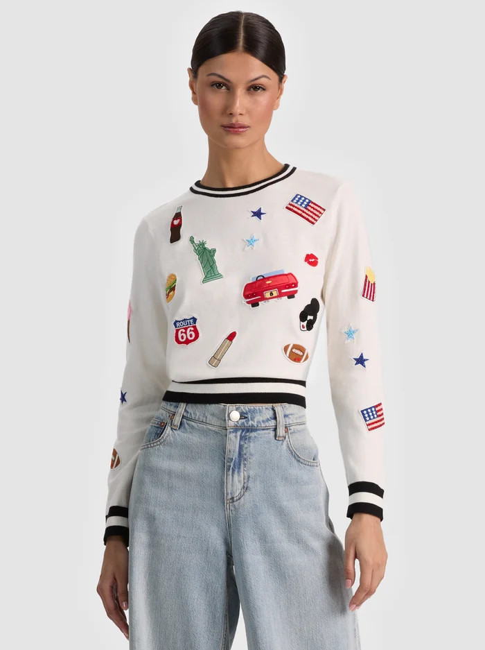 CAROLANN AMERICANA SHRUNKEN PULLOVER | Alice + Olivia