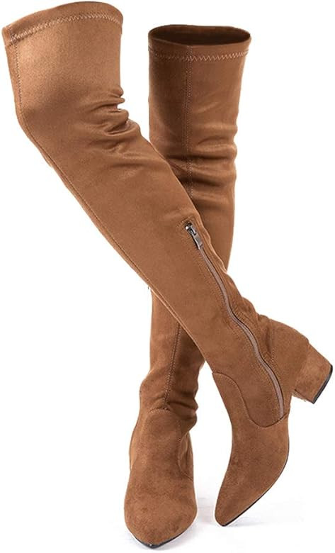Women Boots Winter Over Knee Long Boots Fashion Boots Heels Autumn Quality Suede Comfort Square H... | Amazon (US)