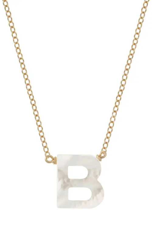 KOZAKH Dawn Mother-of-Pearl Initial Pendant Necklace in Gold-B at Nordstrom | Nordstrom