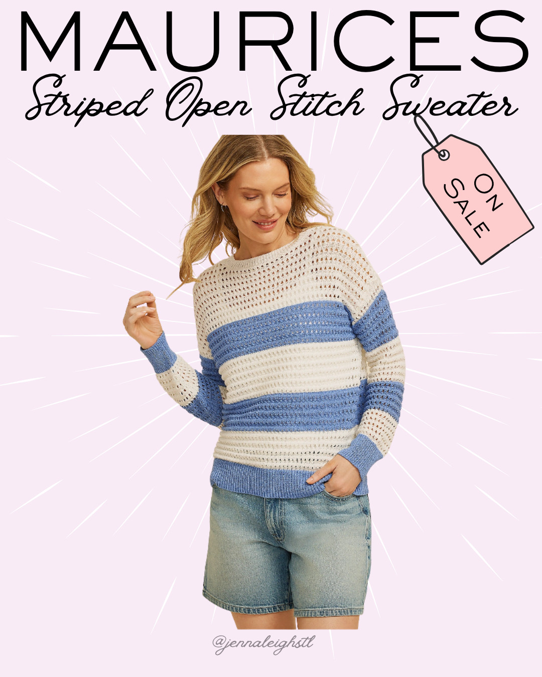 Maurices find. This striped boucle open stitch crew neck sweater screams summer and it’s 30% off right now. 

 #LTKSeasonal #LTKSaleAlert #LTKMidsize