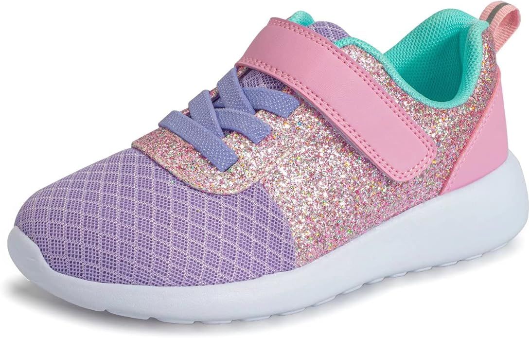 Harvest Land Girls Glitter Mesh Lace Up Sneakers | Amazon (US)