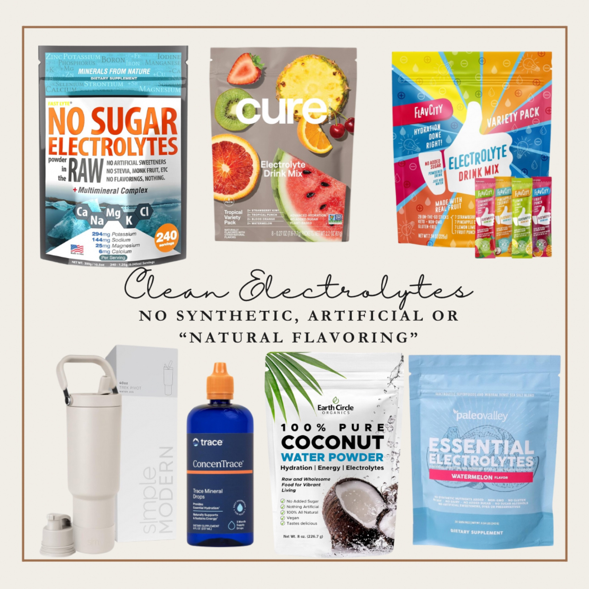 None of the junk! Clean Electrolytes great for workout, everyday hydration, pregnancy, postpartum, nursing and you can even give it to your kiddos. 

#LTKFitness #LTKMostLoved

#LTKGiftGuide