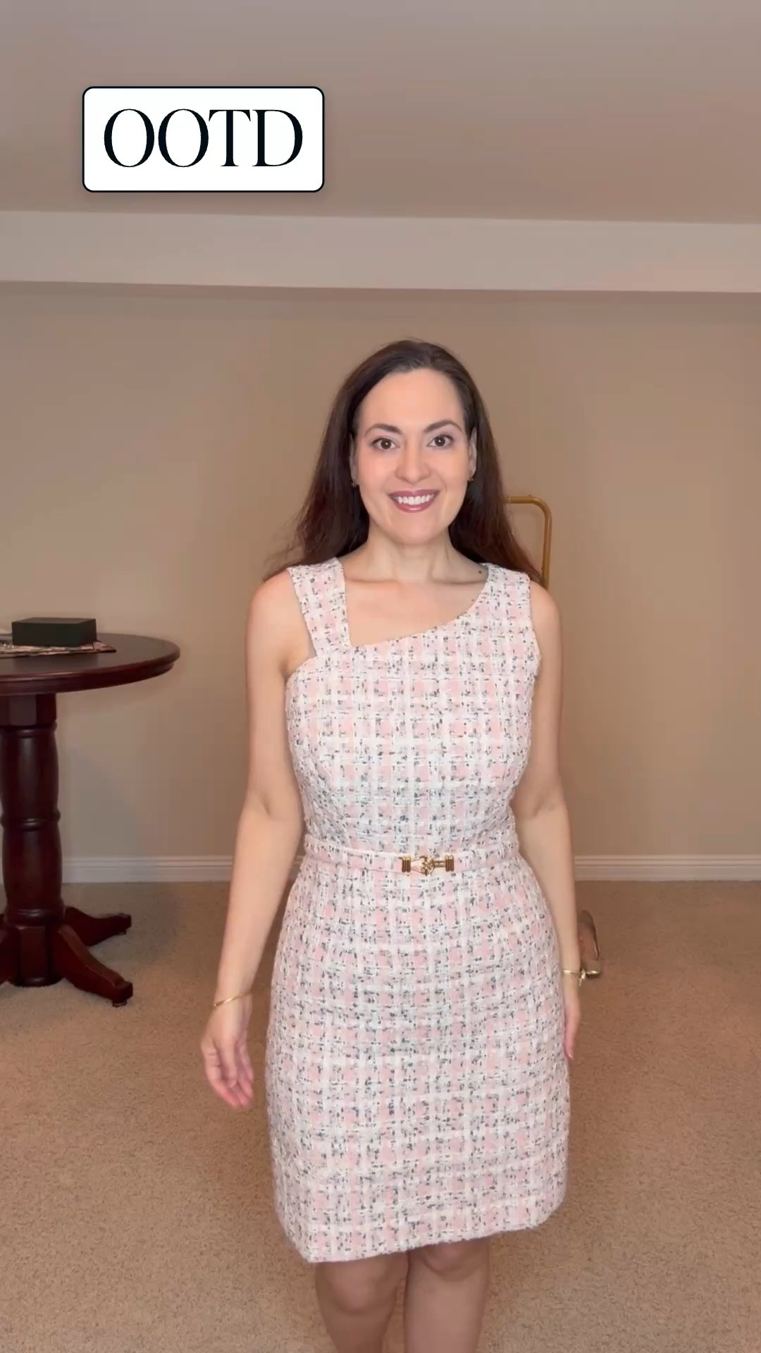 spring outfits - The asymmetrical neckline of this tweed dress is so pretty. The dress runs a little big on top. There are snaps under the straps to keep your bra straps in place. Wearing size 4 in the dress and 6 in the jacket. The jacket is a great piece to wear with other pieces in your wardrobe such as jeans,  or pants. The dress and jacket make a lovely suit and would be perfect to wear this Spring for a shower, graduation, charity event, luncheon or work. 

#LTKootd #LTKOver40 #LTKWorkwear