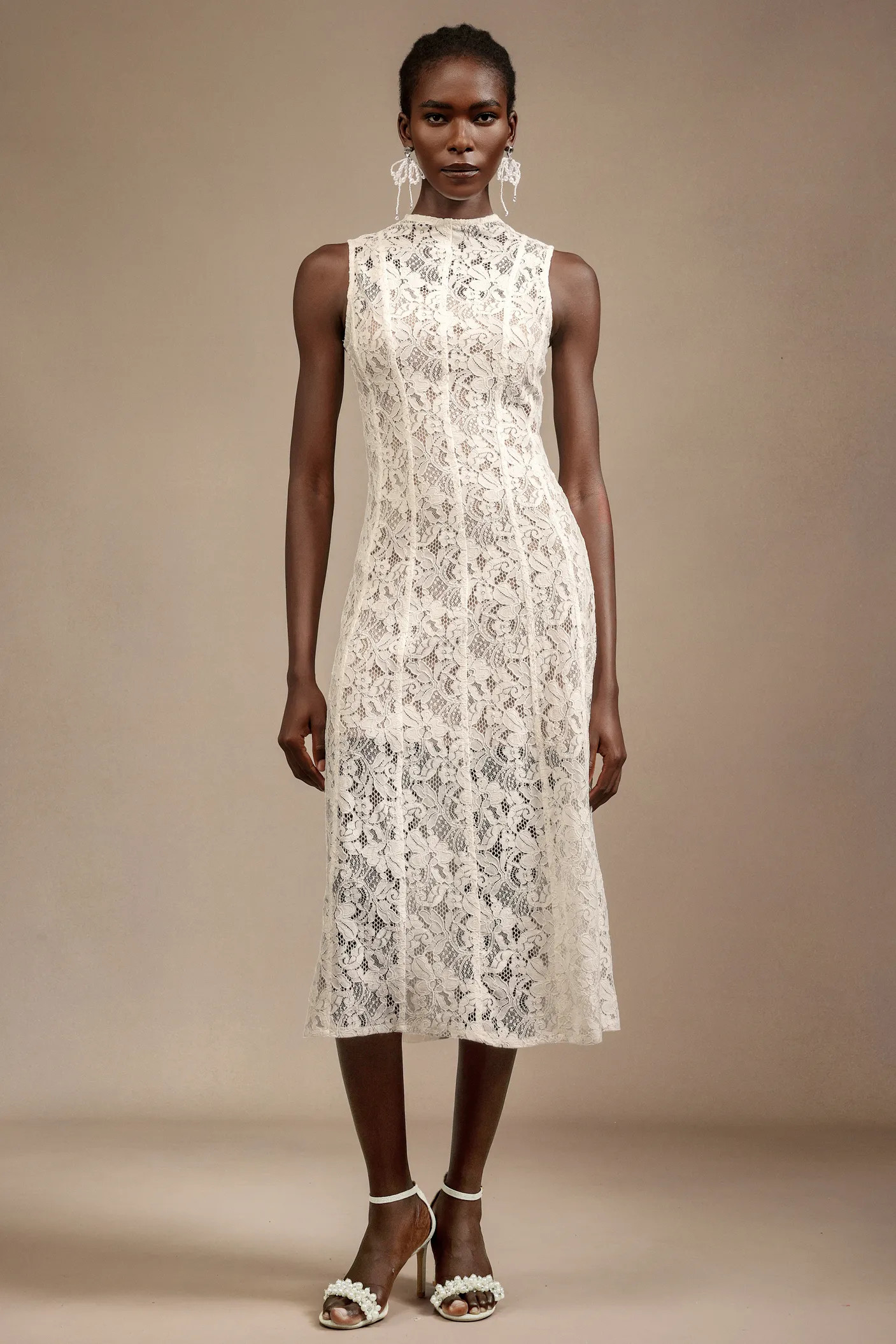 Orisy Sleeveless Flowers Lace Midi Dress | Bellabarnett Affiliate Marketing