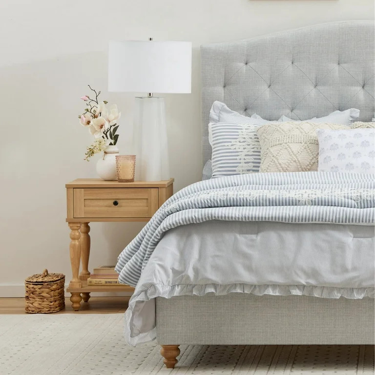 My Texas House Anna Diamond Tufted Upholstered Platform Bed, King, Gray | Walmart (US)