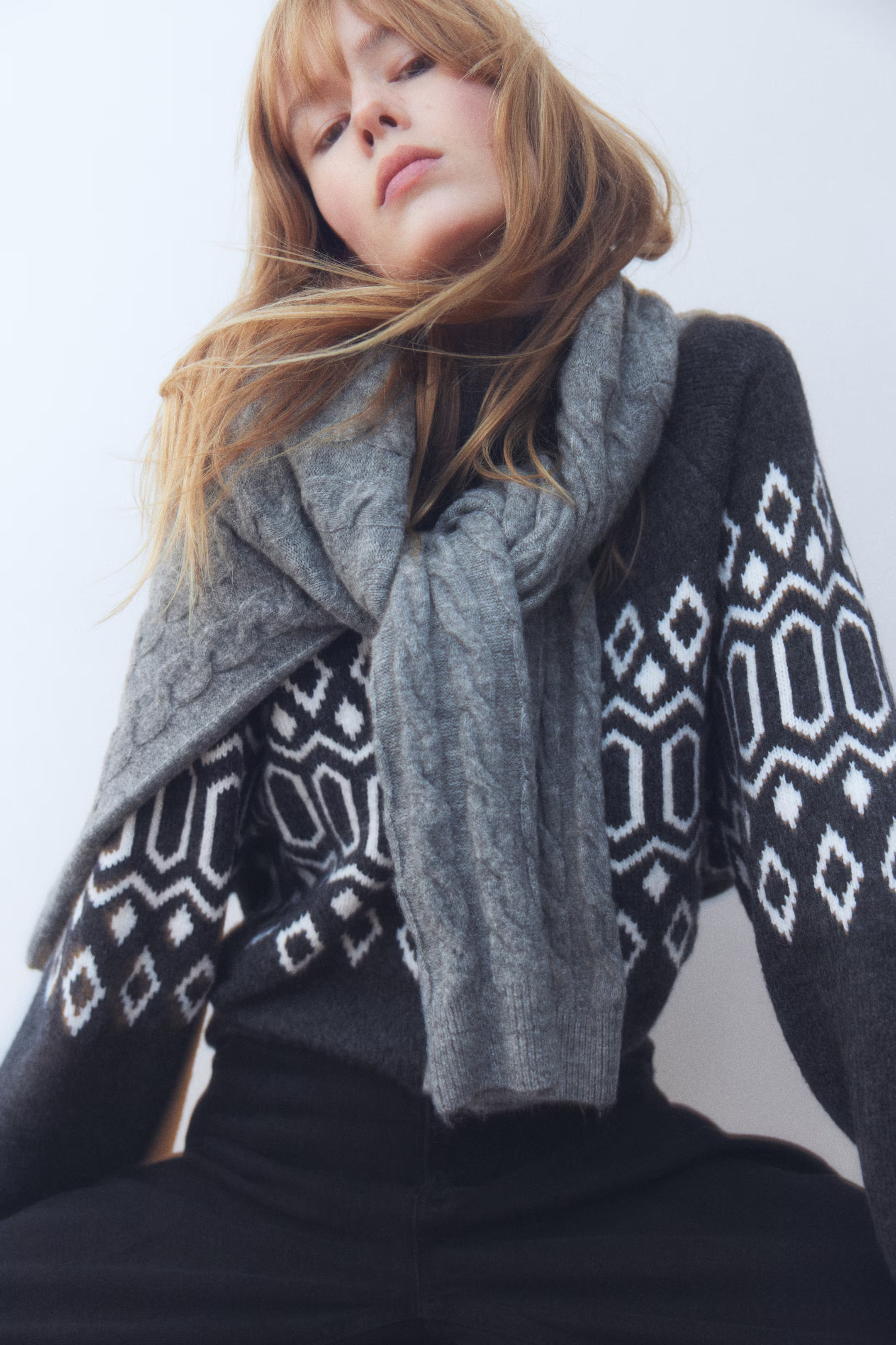 Jacquard-Knit Mock Turtleneck Sweater | H&M (US + CA)