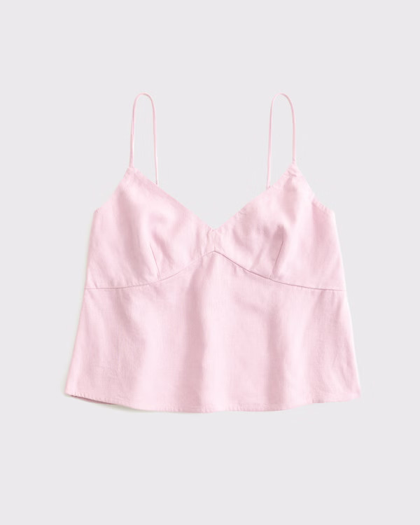 Women's Linen-Blend Babydoll Cami | Women's Matching Sets | Abercrombie.com | Abercrombie & Fitch (US)