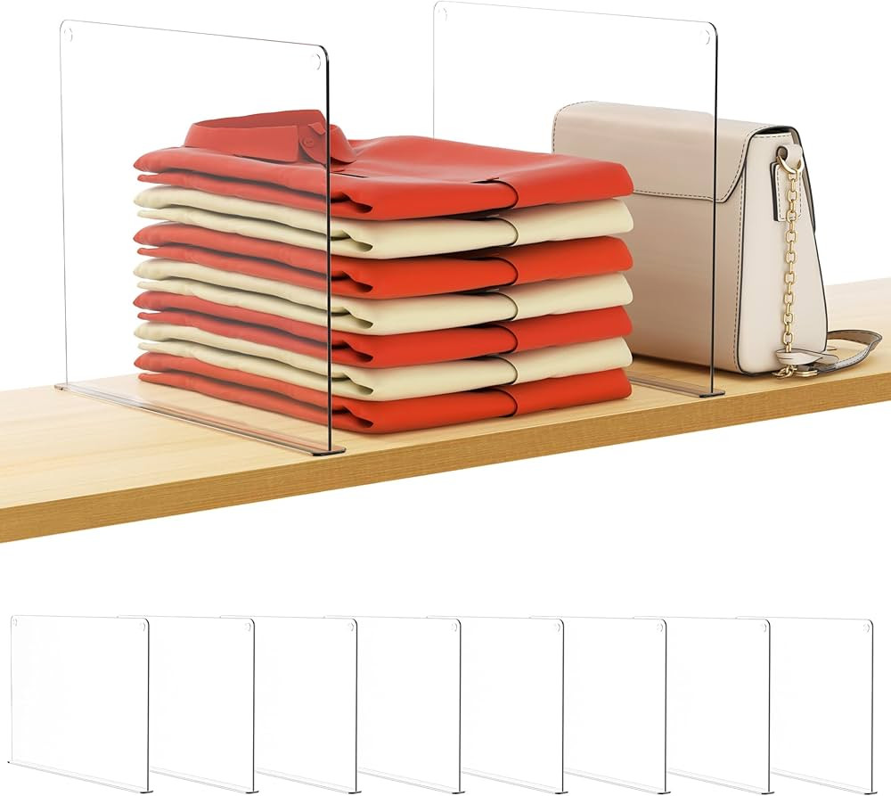 HBlife 8 PCS Adhesive Shelf Dividers for Closet Organization, Fit Wood Shelf Separators for Bedro... | Amazon (US)