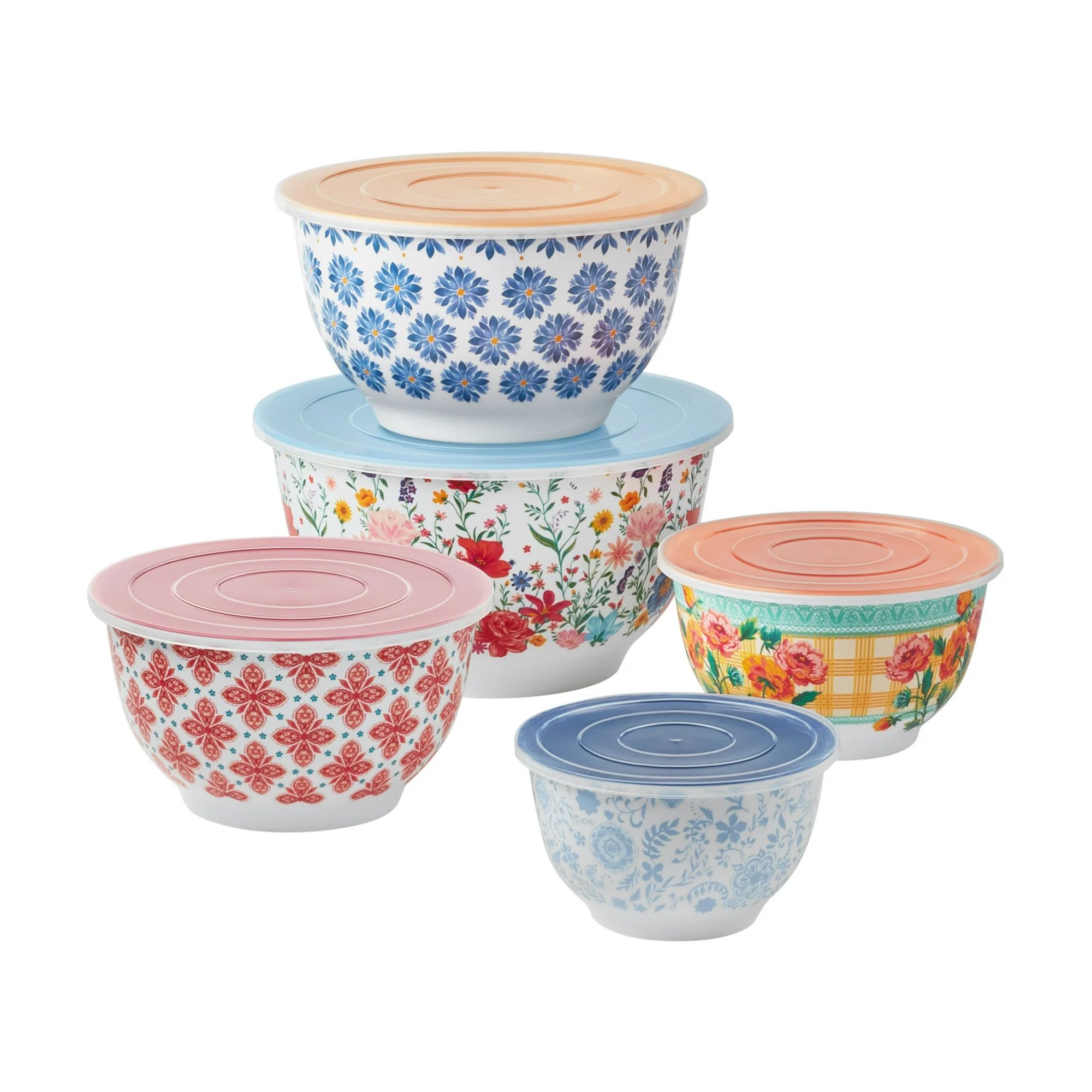 The Pioneer Woman Brilliant Blooms 10-Piece Melamine Bowl Set - Walmart.com | Walmart (US)