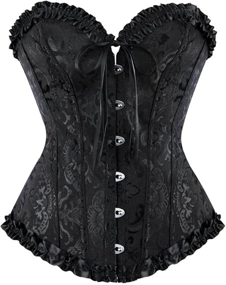 SZIVYSHI Women's Overbust Sweetheart Lace Up Plastic Bones Corset Bustier Top | Amazon (UK)