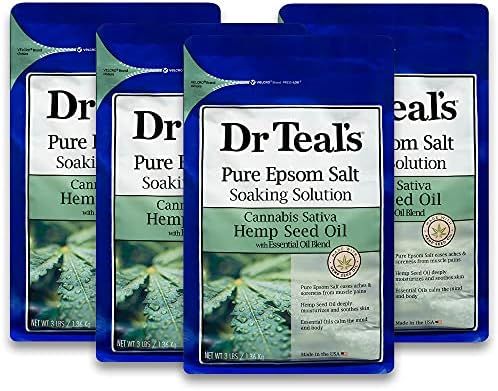 Dr Teal's Pure Epsom Salt, Cannabis Sativa Hemp Seed Oil, 3 lb (Pack of 4) | Amazon (US)