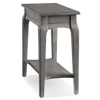 Leick Home Stratus 12 in. Smoke Gray Rectangle Solid Wood Narrow Chairside Table with Shelf 22005... | The Home Depot