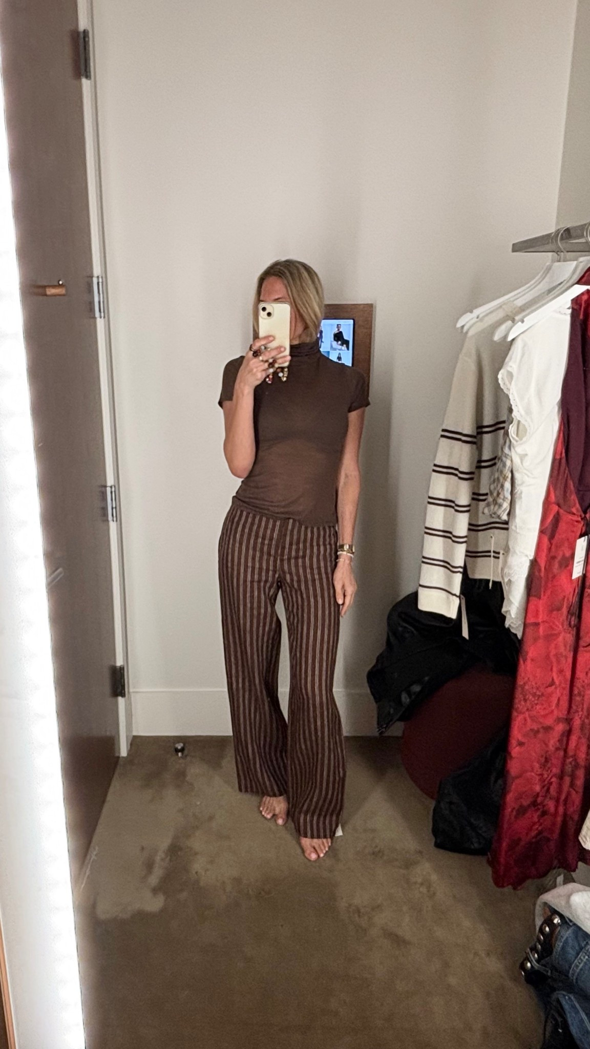 Love, love, love these low rise line pants that are long enough for my tall girlies! I’m wearing a size 2 and I am 5’9!
The perfect spring transitional pants that you can wear to the office or out!

#LTKOver40 #LTKTall