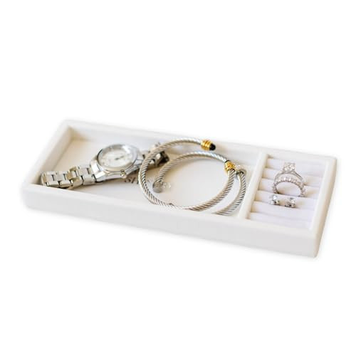 Shinery Jewelry Tray, Organizer for Dresser & Nightstand, Aesthetic Room Decor, Earring Holder, Key Bowl, Trinket Dish, Vanity Storage Box for Rings & Accessories, PU Leather - The Daily Tray | Amazon (US)
