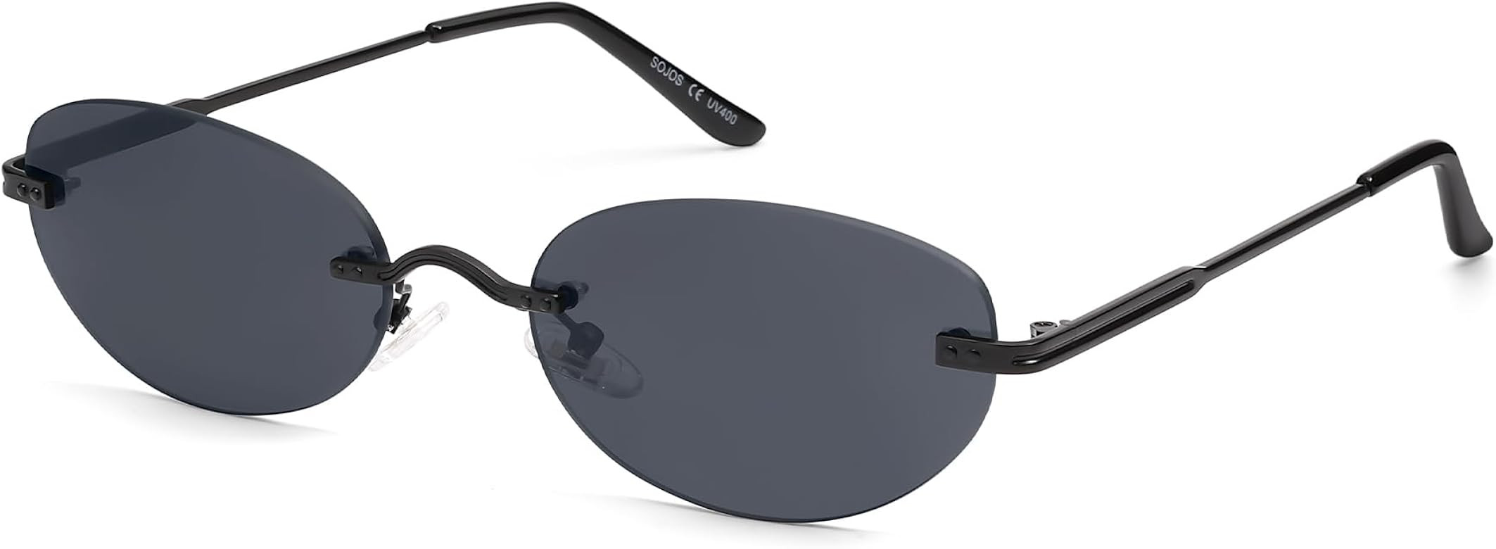 SOJOS Retro Small Oval Sunglasses Womens Trendy Rimless Sun Glasses Vintage Narrow Shades SJ1242 | Amazon (US)