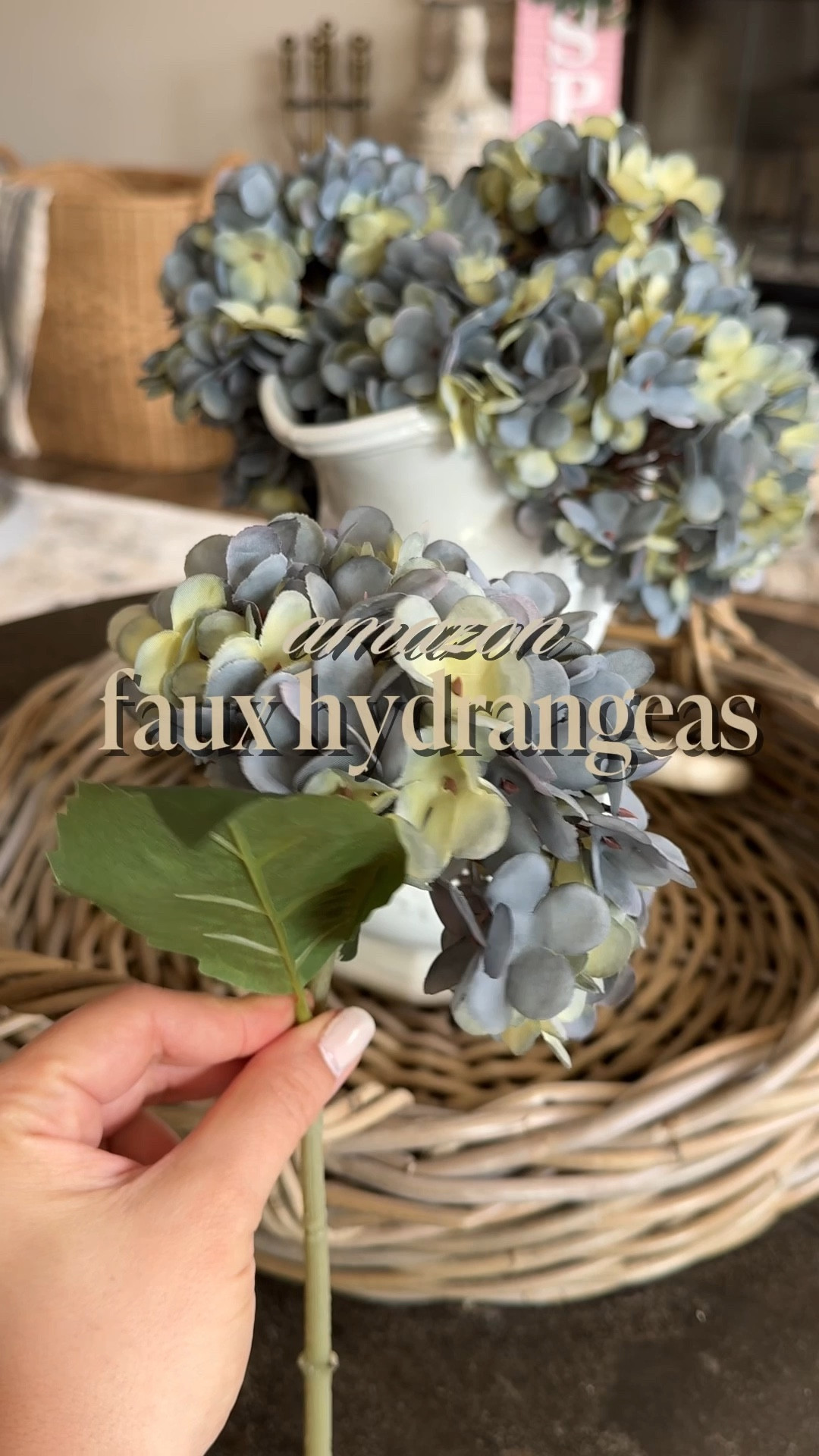 These faux hydrangeas are SO realistic. Loving the blue green color for spring. I put them in my antique pitcher on our coffee table for a fresh look!

#LTKHome #LTKSeasonal #LTKSaleAlert