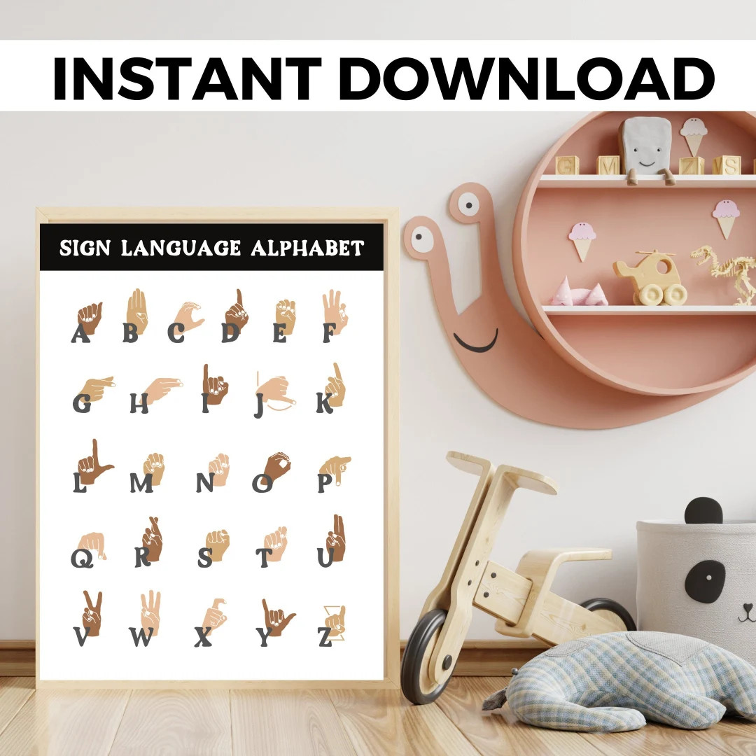 DIVERSITY American Sign Language Alphabet Printable ASL - Etsy | Etsy (US)