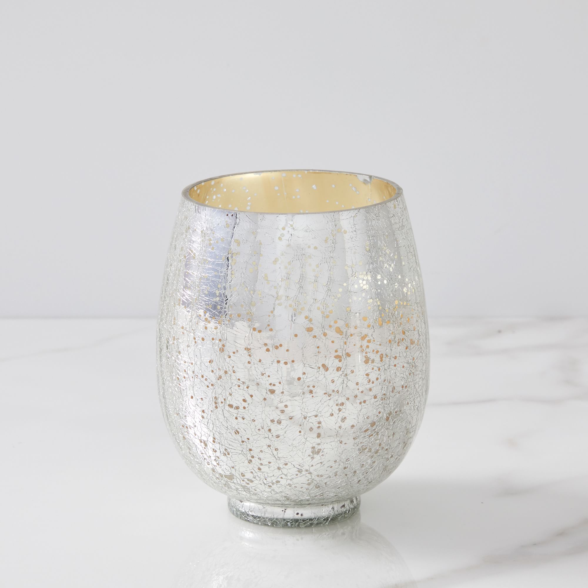 Silver Crackle Glass Candles - Balsam and Cedar | West Elm (US)