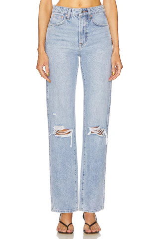 GRLFRND Sara Super High Rise Slim Straight in Red Rock from Revolve.com | Revolve Clothing (Global)