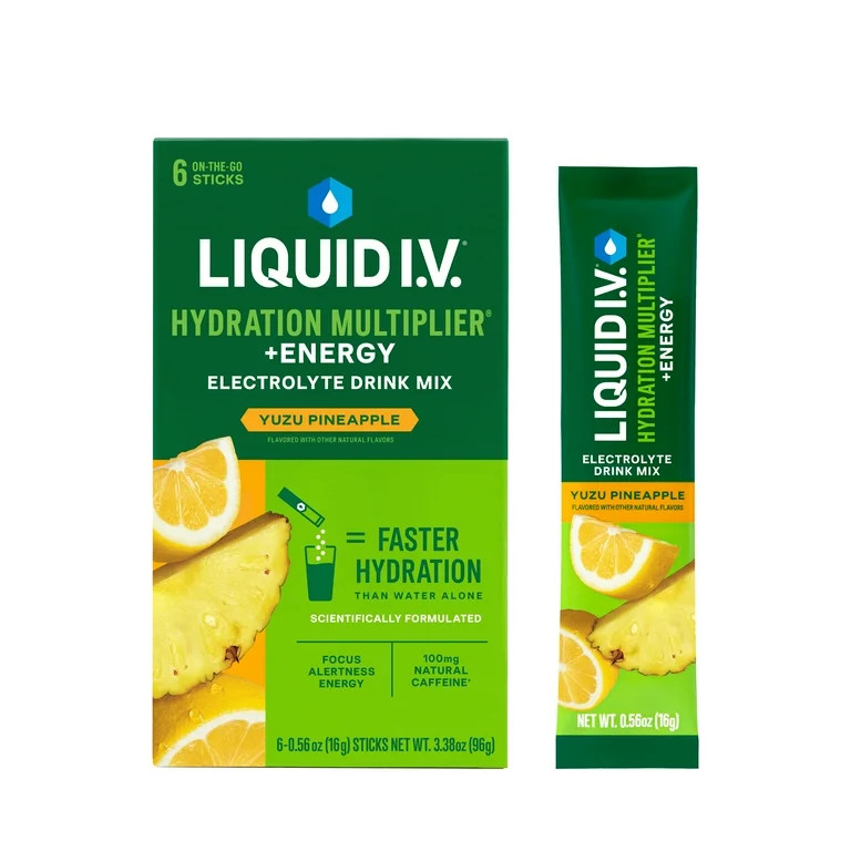 Liquid I.V.® Yuzu Pineapple Hydration Multiplier® +Energy Powdered Electrolyte Drink Mix, 6 Cou... | Walmart (US)