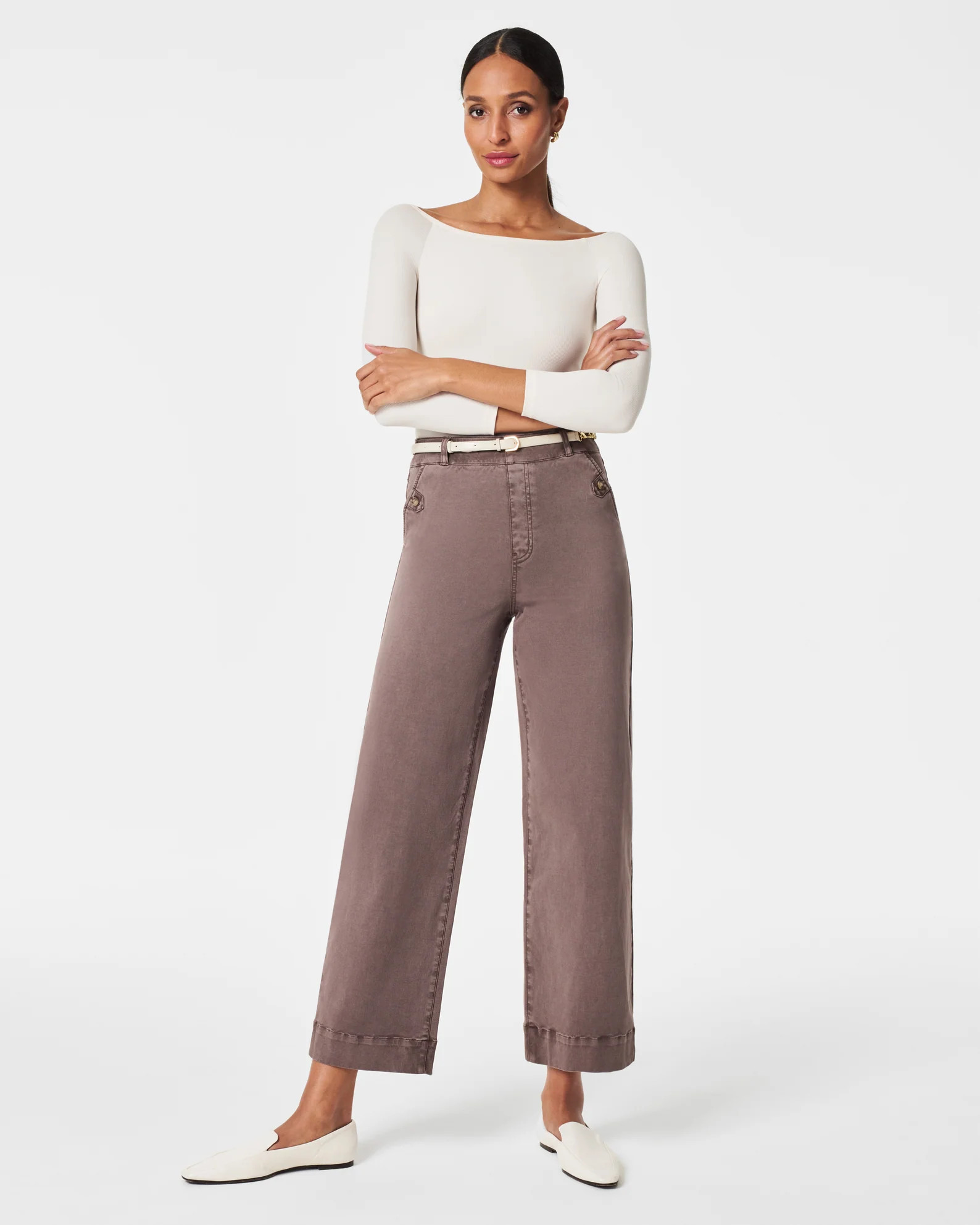 Stretch Twill Cropped Wide Leg Pant | Spanx
