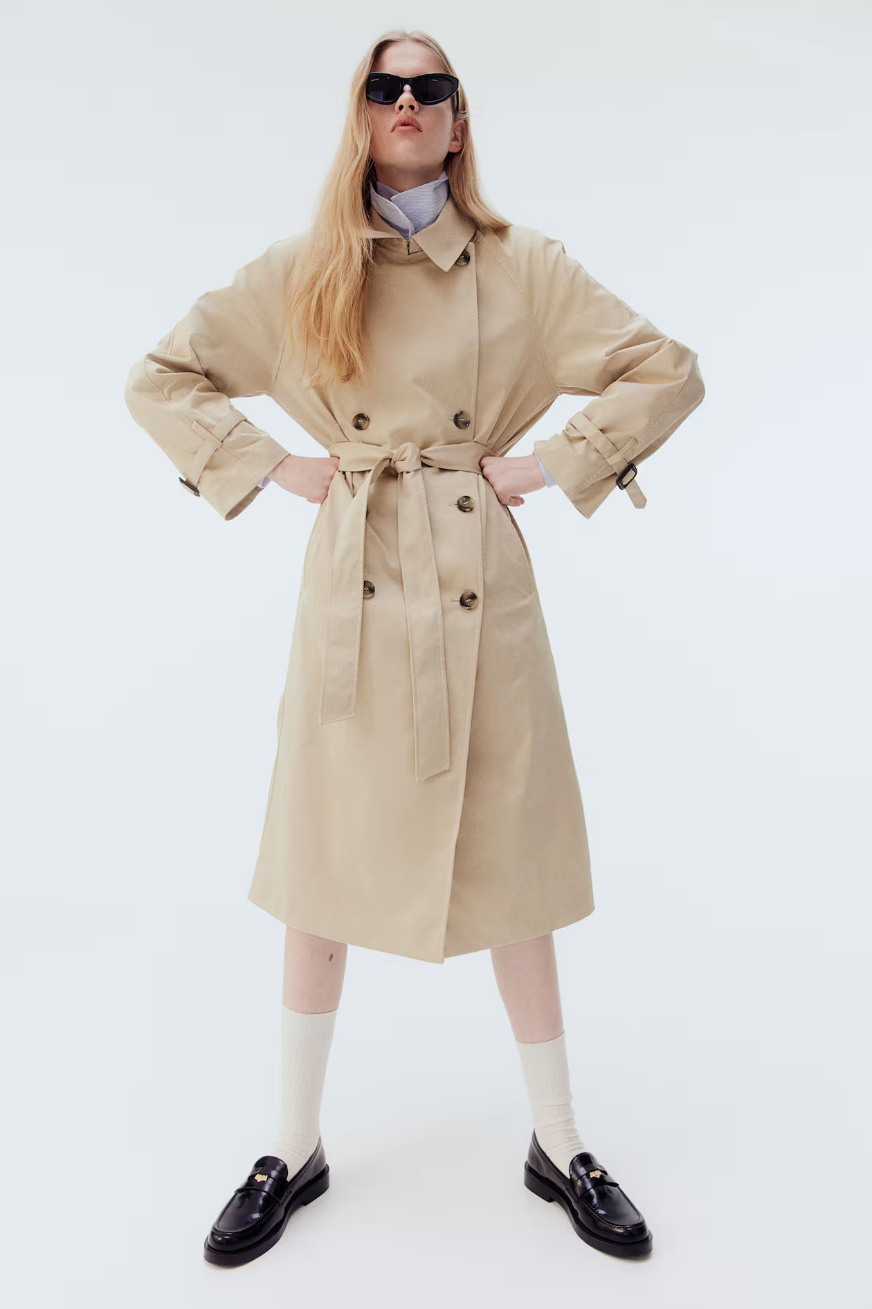 Twill Trench Coat - Light beige - Ladies | H&M US | H&M (US + CA)