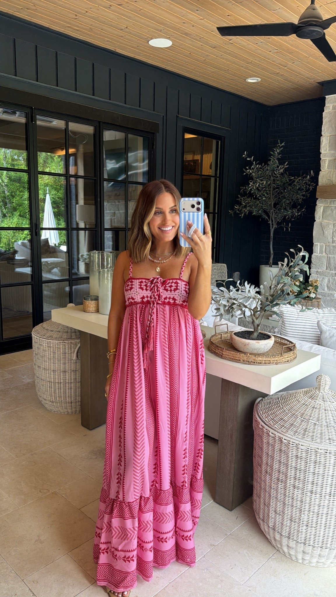 Wearing a small in this pink maxi— under $40 at Amazon! I love the crochet detailing on the bra line, very pretty print for summer, and unique! Would be another great dress for vacay, dressed up with wedges & jewelry! I’m 18 weeks pregnant & it’s bump friendly  

#LTKSeasonal #LTKootd #LTKTravel