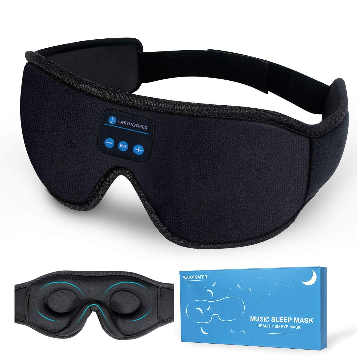 Sleep Headphones, Bluetooth 5.0 Wireless 3D Eye Mask, Lightimetunnel Washable Sleeping Headphones fo | Amazon (US)