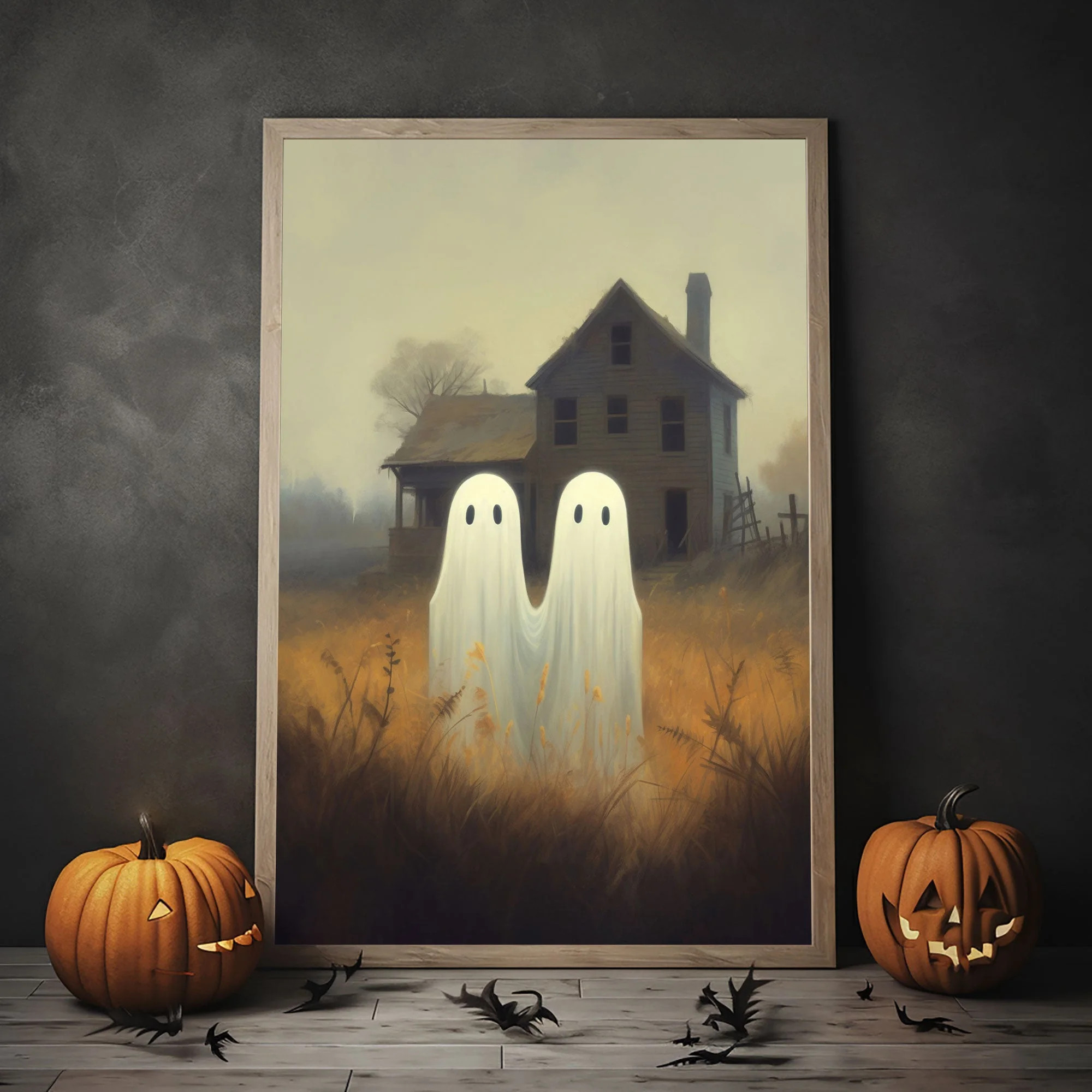 Couple Ghost In The Field Print Poster, Ghosts Art Print, Halloween Art Print, Halloween Decor, S... | Walmart (US)