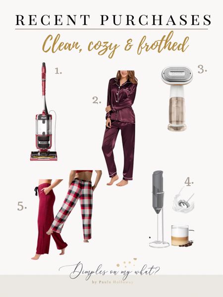 Recent purchases include a Shark vacuum, stretch flannel PJ pants, affordable satin PJ’s, a milk frother, and a handheld steamer & iron in one. 

PJ pants - XXL || Satin PJ - 3X

#plussize #whatIbought 


#LTKGiftGuide #LTKhome #LTKunder50