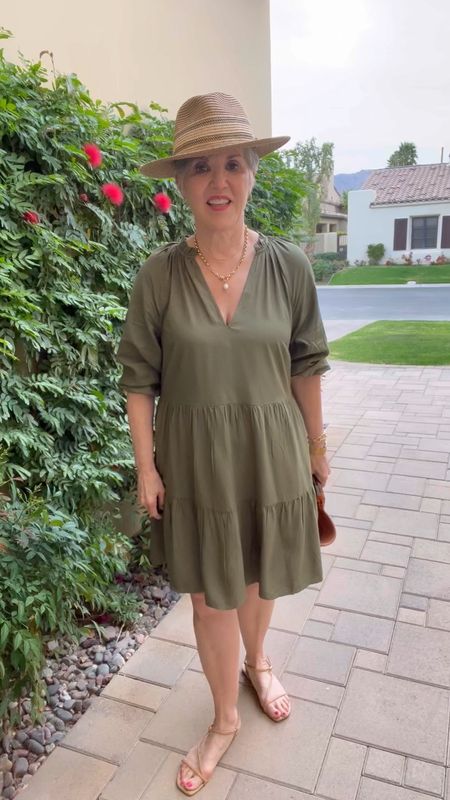 Panama hat from Amazon fashion why the perfect transition to fall olive tiered minidress (S) with gold Jewelry and a J McLaughlin bag (similar linked below )

#LTKunder50 #LTKSeasonal #LTKstyletip