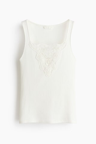 H & M - Lace-Detail Top - White | H&M (US + CA)