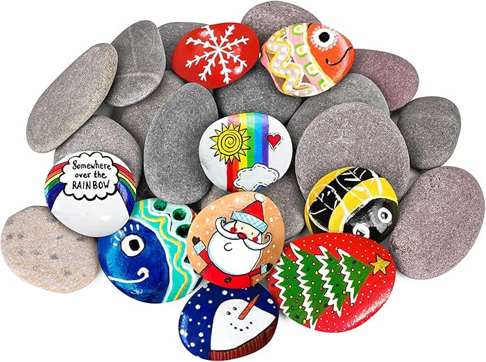 River Rocks for Painting 25 Pcs Large 2-3 Inch Flat Smooth Painting Stones Craft Rock to Paint fo... | Amazon (US)