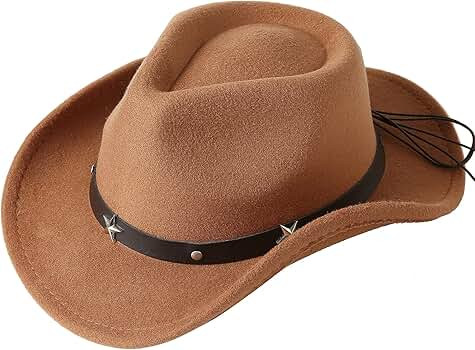 Jastore Kids Girls Boys Western Cowboy Cowgirl Hat with Buckle Belt Felt Fedora Hat | Amazon (US)