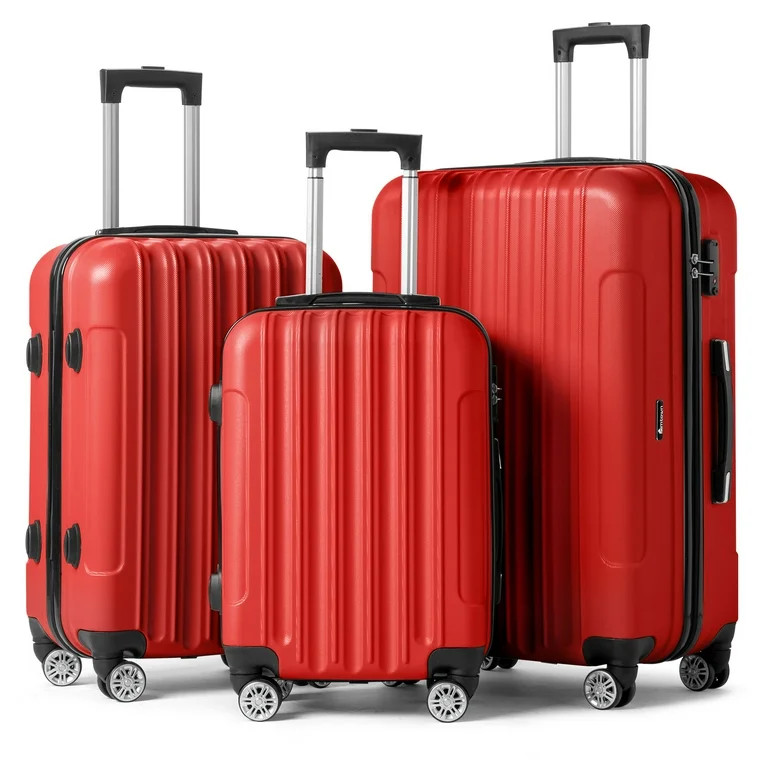 Zimtown 3 Piece Nested Spinner Suitcase Luggage Set With TSA Lock Red | Walmart (US)